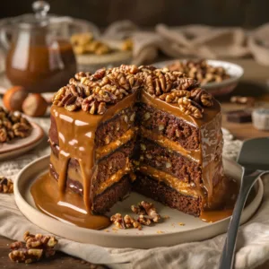 Bolo Brigadeiro com Doce de Leite e Nozes