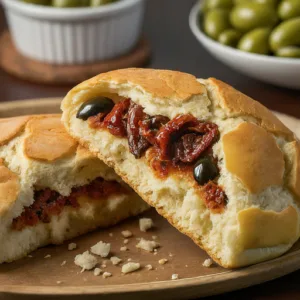 Receita de Pão de Milho com Tomate Seco e Azeitonas