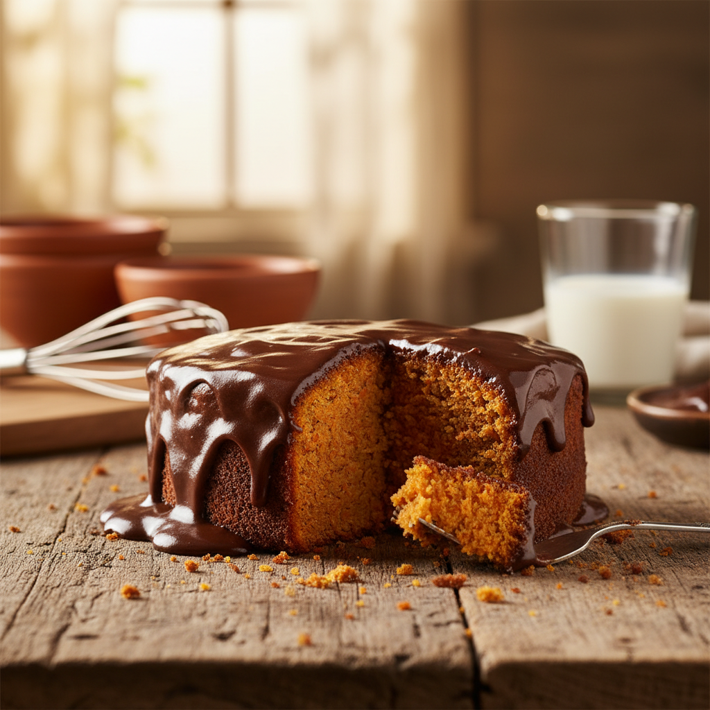 Bolo de Cenoura Fofinho com Cobertura de Chocolate Fácil
