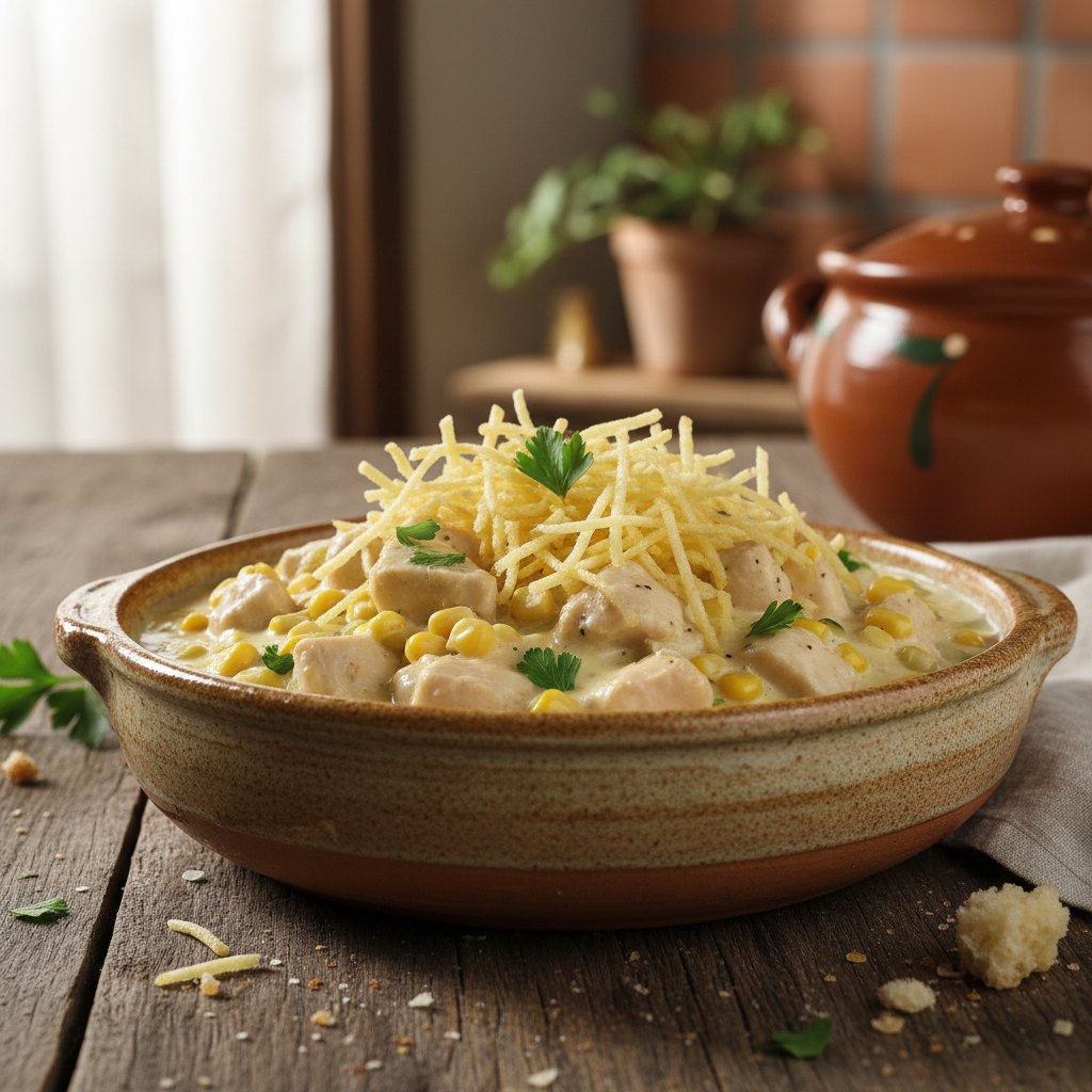Como Fazer Fricassê de Frango Cremoso Fácil com Milho e Batata Palha