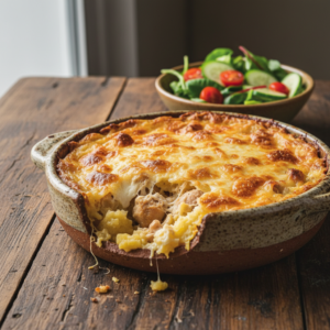 Escondidinho de Frango com Requeijão e Mandioca Gratinado: Sabor Caseiro