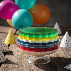 Gelatina Colorida em Camadas: Fácil de Montar para Festa Infantil