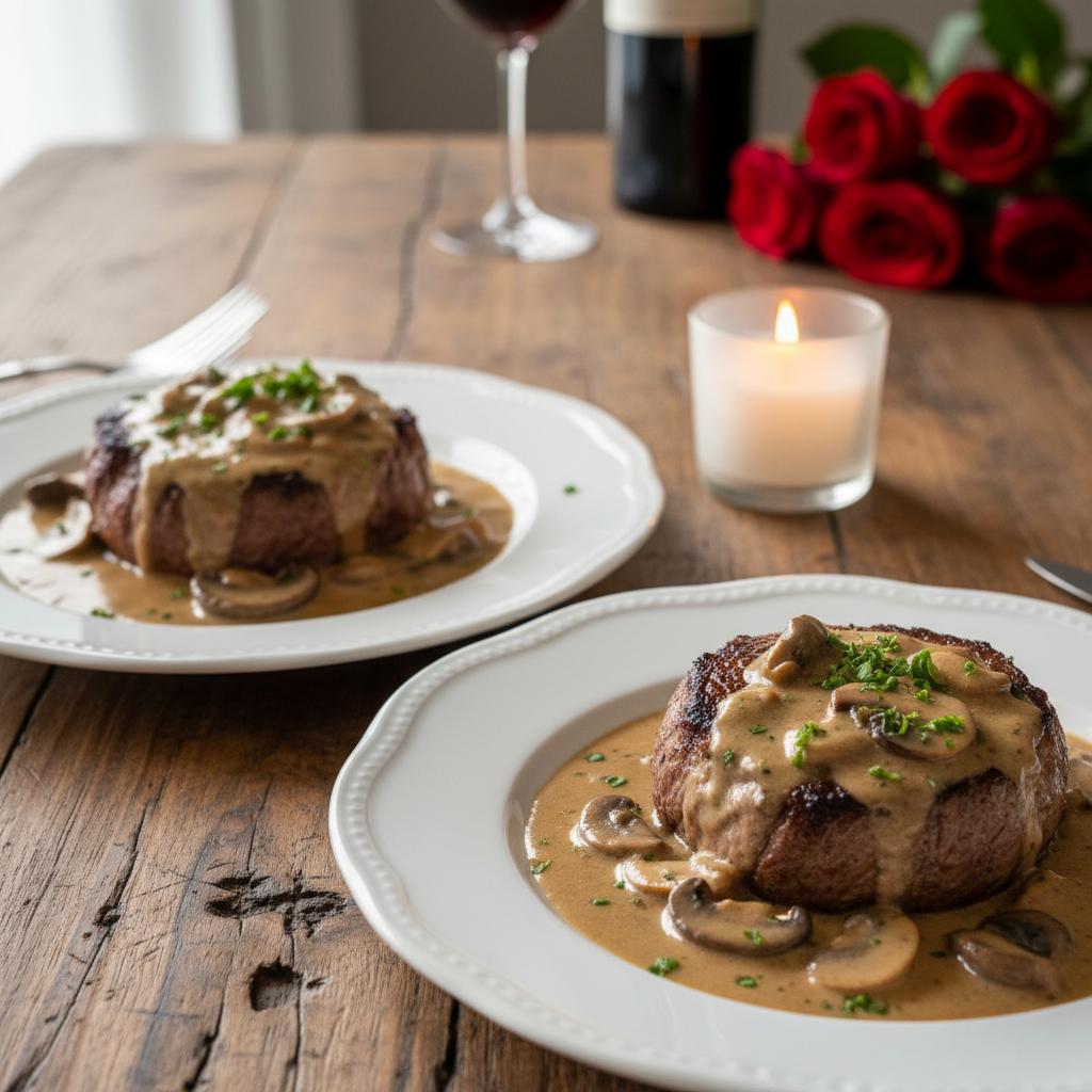 Medalhão de Filé Mignon com Molho Funghi Cremoso: Jantar a Dois Perfeito