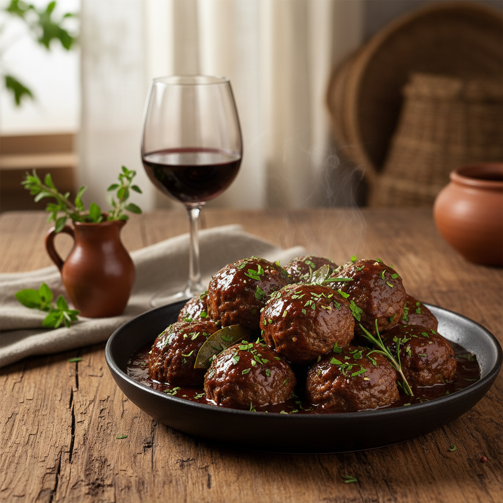 Molho Gourmet Fácil e Rápido para Almôndegas com Vinho Tinto e Ervas