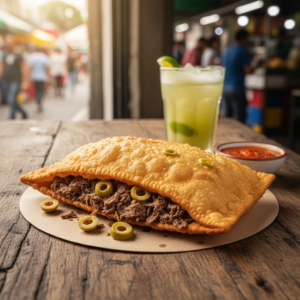 Pastel de Feira: Autêntico Sabor com Carne Desfiada e Azeitona