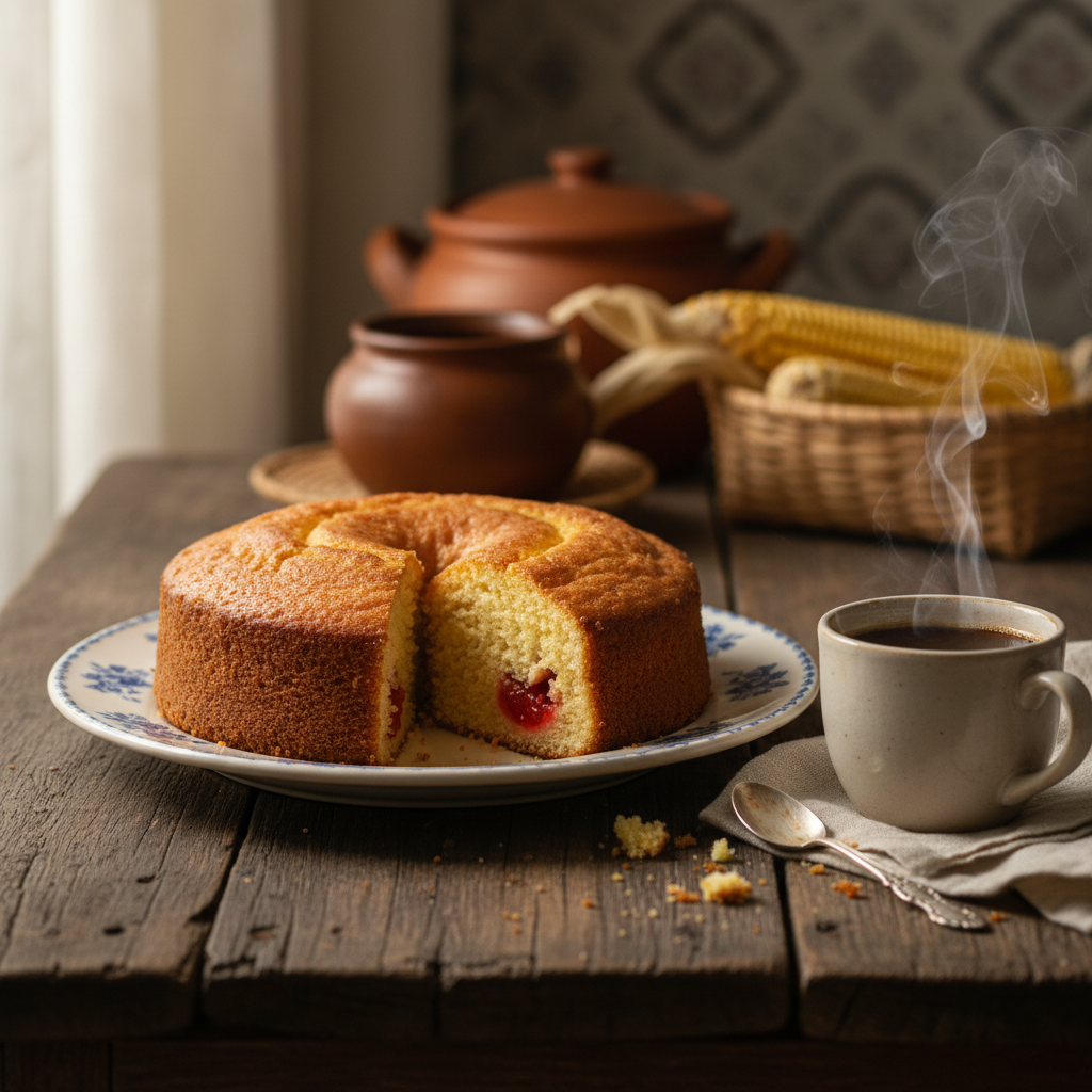 Bolo de Fubá Cremoso da Vovó com Goiabada: Sabor de Infância