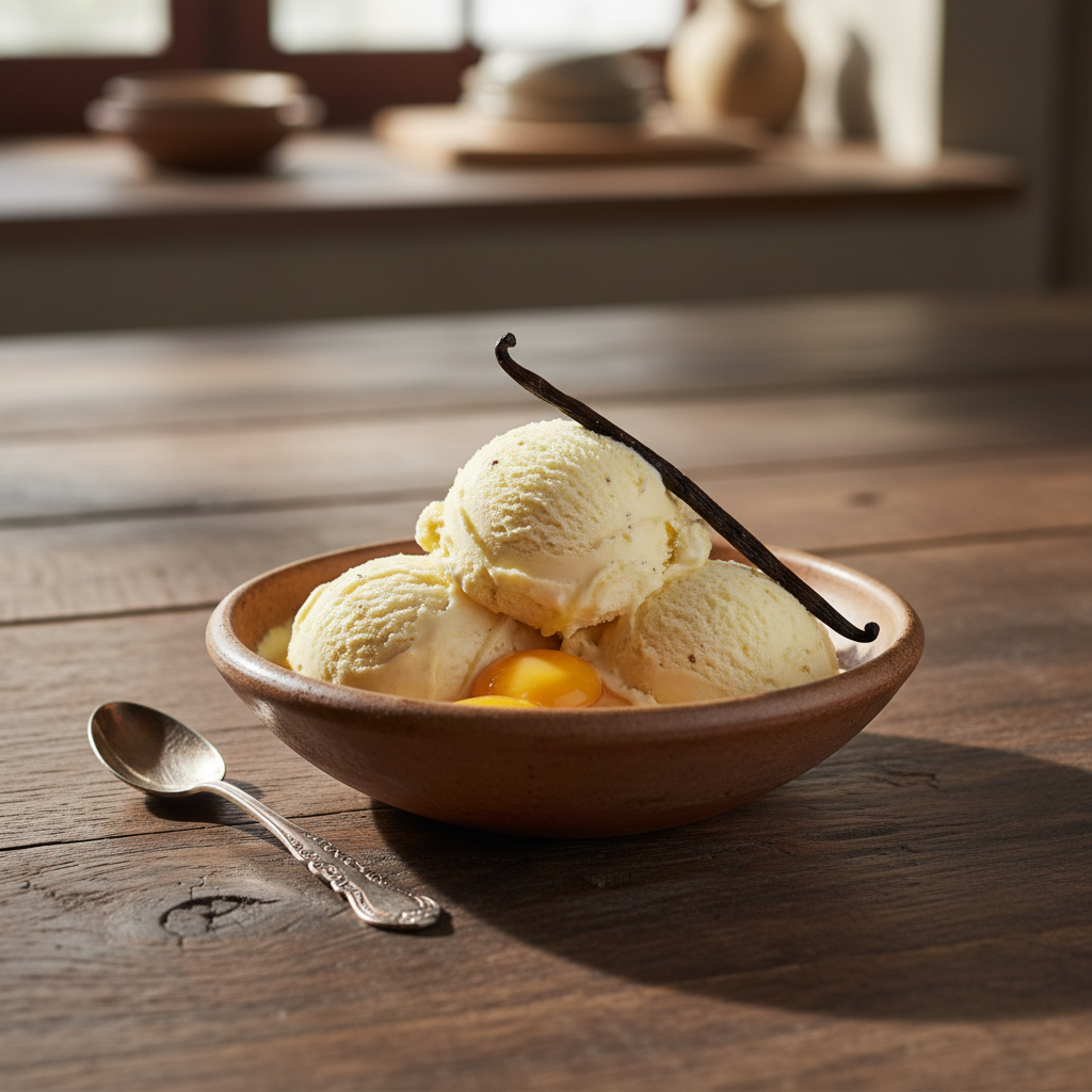 Receita de Sorvete de Creme Caseiro Tradicional: Gema & Baunilha