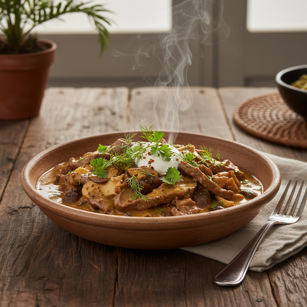 Estrogonofe de Carne: Champignon Fresco e Creme de Leite Gourmet