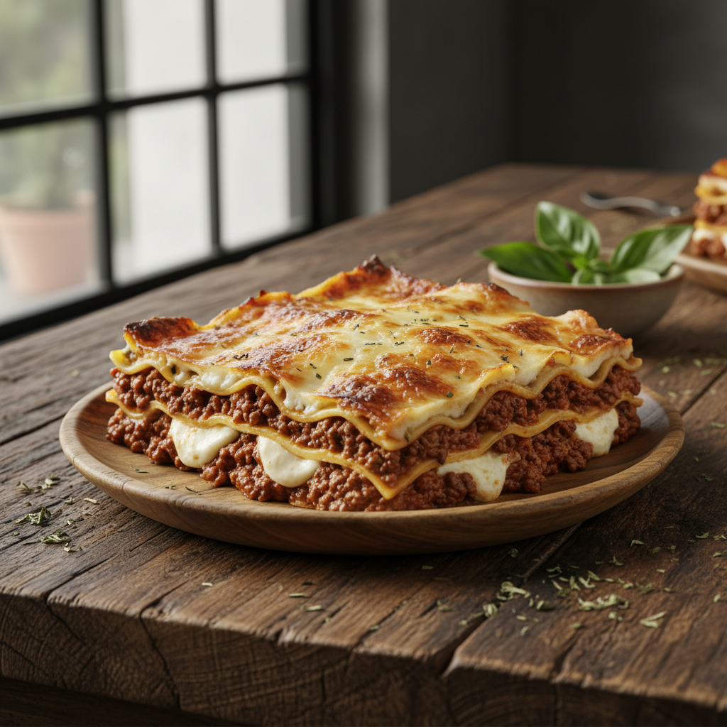 Receita de Lasanha de Carne Moída Gratinada: Muito Queijo e Bechamel