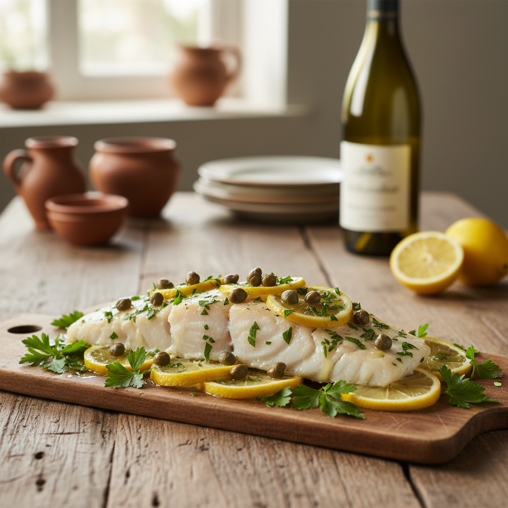 Peixe Branco ao Forno Leve com Alcaparras e Vinho Branco para Dieta