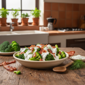 Salada de Brócolis com Bacon e Molho de Iogurte: Sabor e Crocância