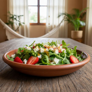 Salada de Folhas Verdes com Morango e Queijo de Cabra: Leveza e Sabor
