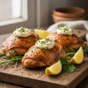 Sobrecoxa de Frango Assada no Forno com Maionese: Suculência Pura