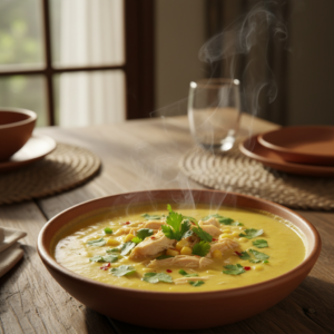 Sopa Creme de Milho Verde com Frango Desfiado da Vovó: Conforto em Cada Colherada