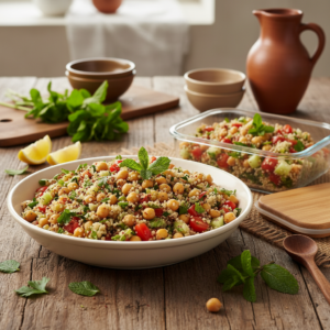 Tabule de Quinoa com Grão de Bico e Hortelã: Marmita Vegana Perfeita