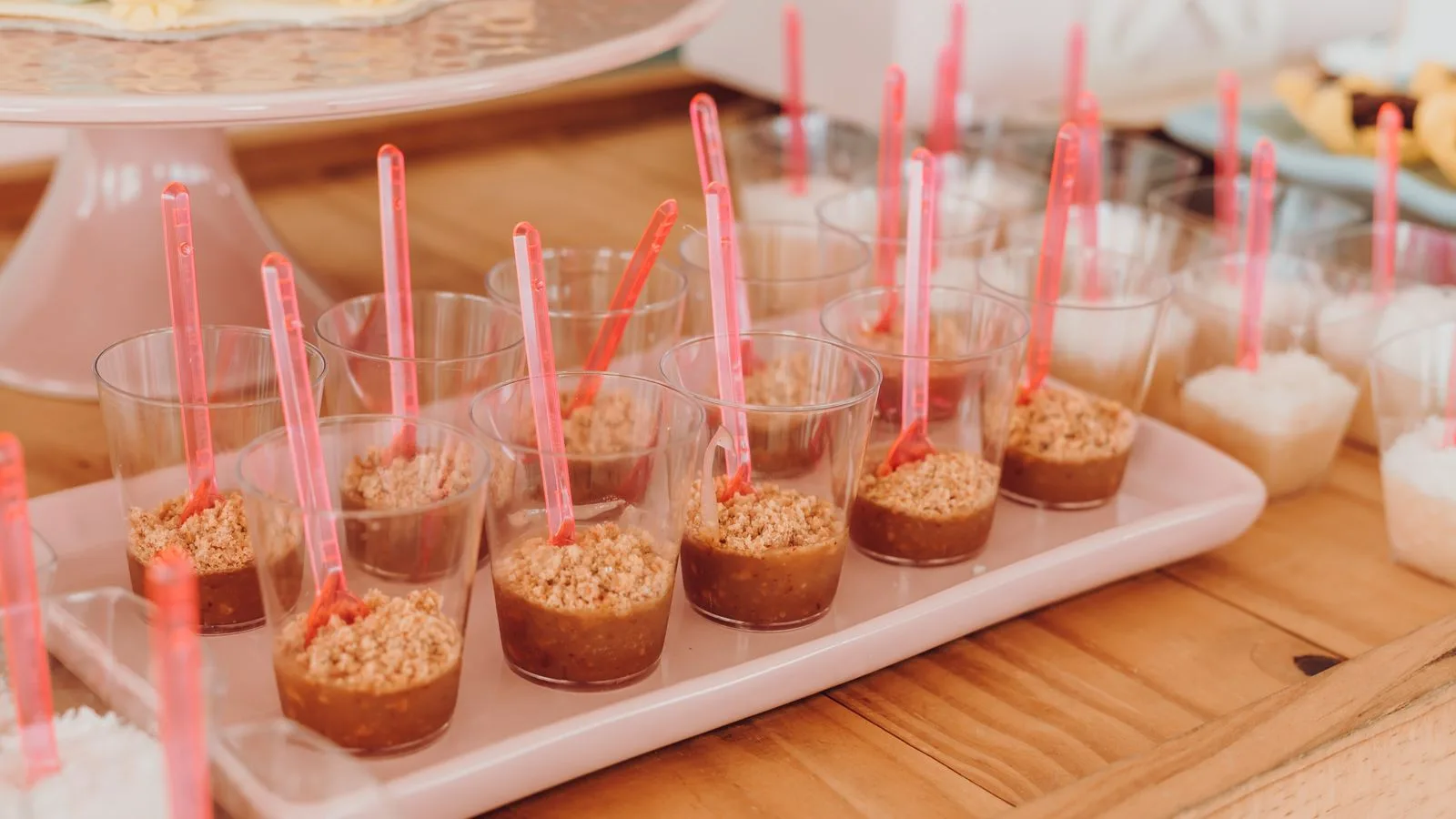 A delightful array of dessert cups with sweet treats ready for a celebration or party.